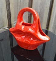 Aardewerk vaas lips rood - S