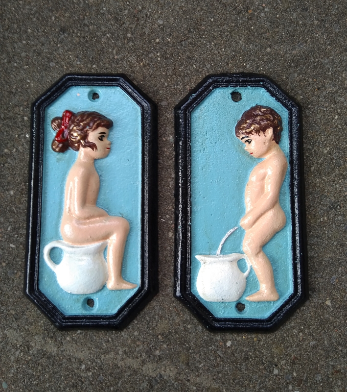 Wc bordje jongen/meisje - blauw