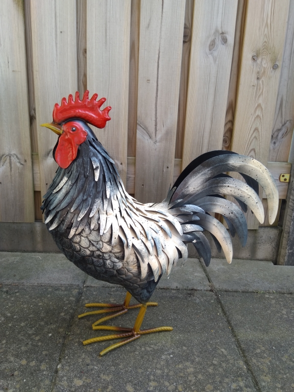 Metalen decoratie haan groot