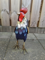 Metalen decoratie haan gekleurd