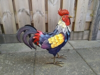 Metalen decoratie haan gekleurd