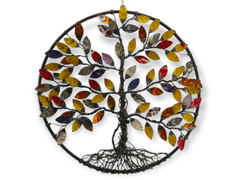 Wandornament levensboom van gerecycled blik