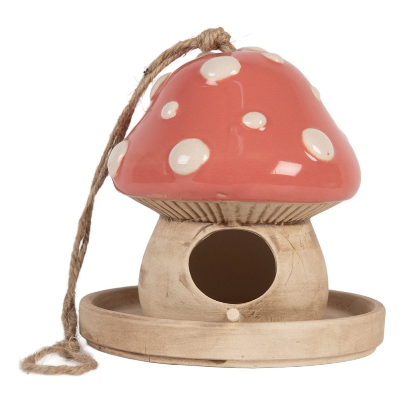 Decoratie vogelhuisje paddenstoel