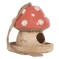 Decoratie vogelhuisje paddenstoel
