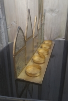 Metalen huisjes met glas - waxinehouder