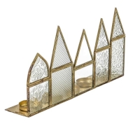 Metalen huisjes met glas - waxinehouder