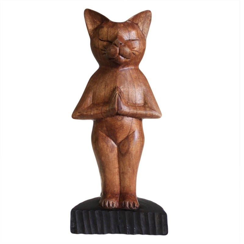 Handgesneden yoga kat - staand