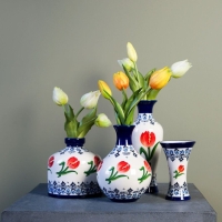 Buikvaas oranje tulp - Delfts Blauw