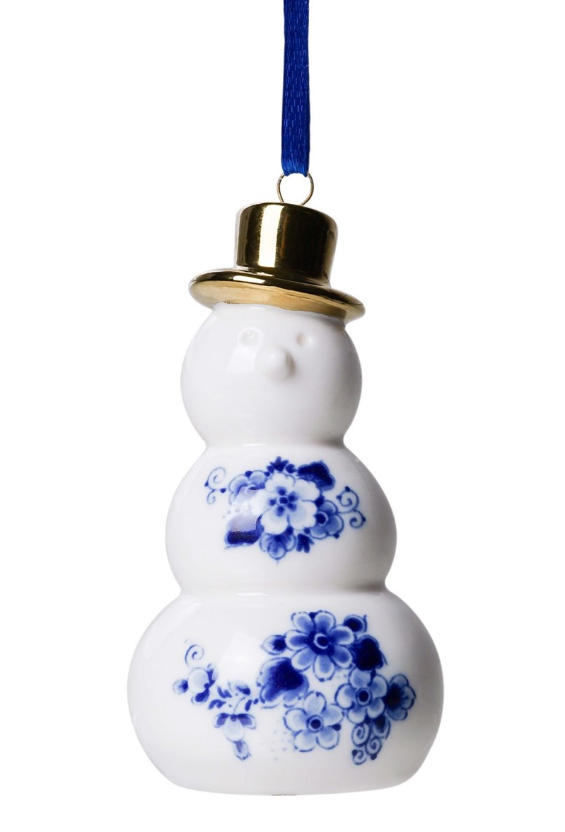 Kerstornament sneeuwpop - Delfts Blauw