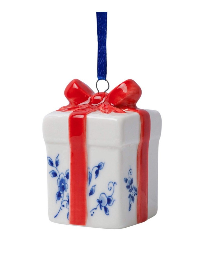 Kerstornament cadeautje - Delfts Blauw