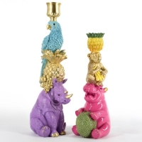 Kaarsenstandaard papegaai en neushoorn