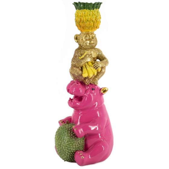 Kaarsenstandaard nijlpaard en aap