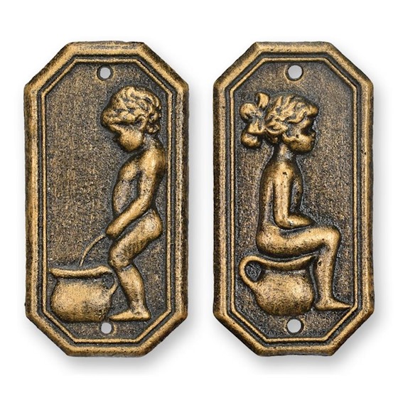 Wc bordje jongen/meisje - brons