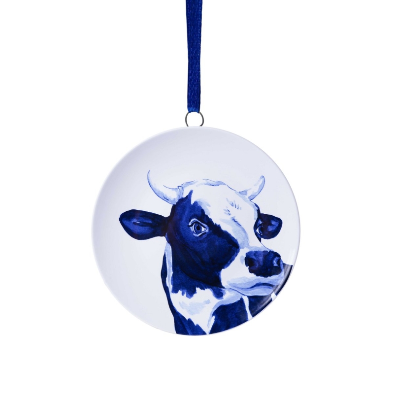 Kerstornament Koe  - Delfts Blauw