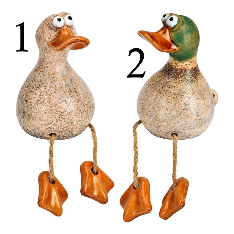 Beeldje eend met bungelbeentjes