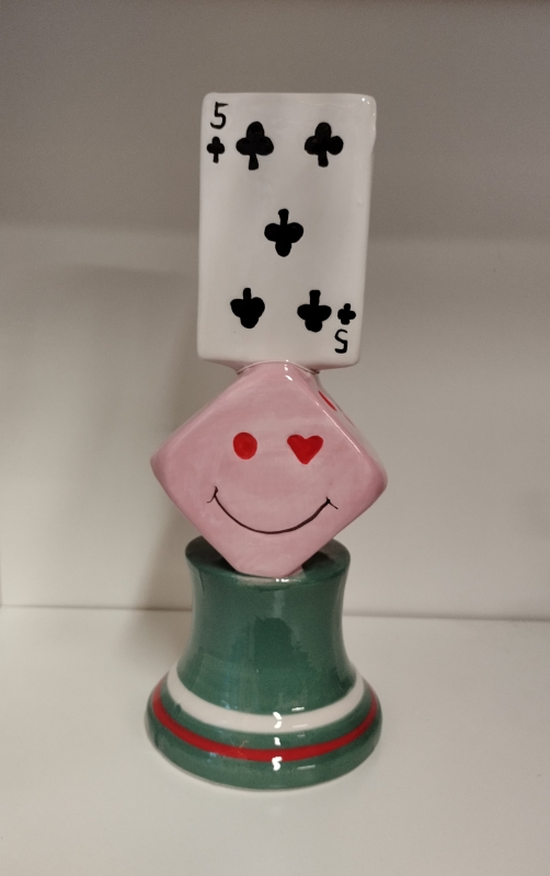 Aardewerk vaas playing cards