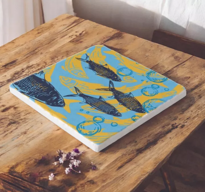 Decoratieve tegel sardines