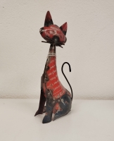 Zittende kat S van gerecycled blik
