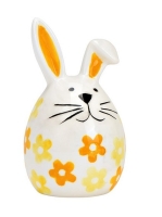 Beeldje konijn bloemetjes geel