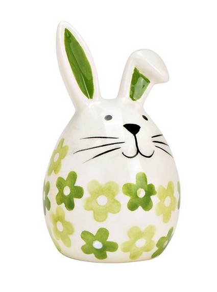 Beeldje konijn bloemetjes groen