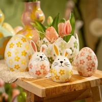 Beeldje konijn bloemetjes groen