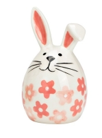 Beeldje konijn bloemetjes roze