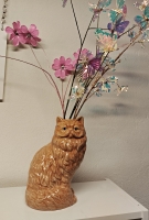 Aardewerk vaas oranje kat