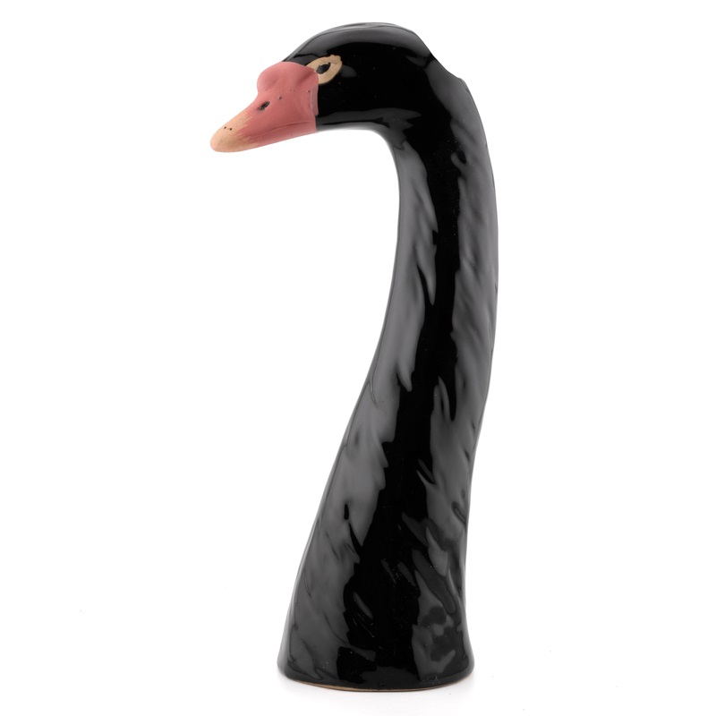 Aardewerk vaas zwarte zwaan