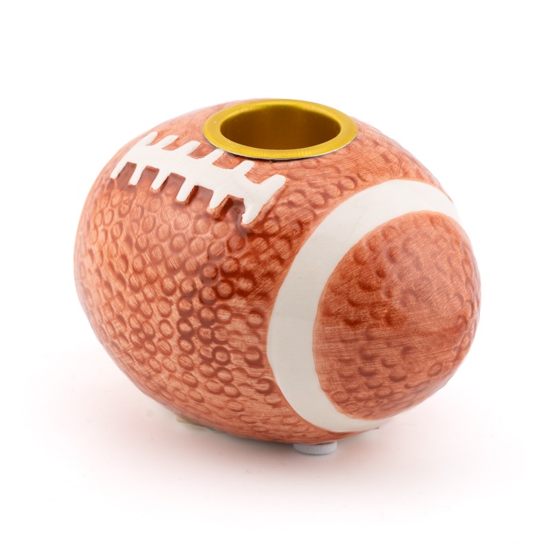 Aardewerk kaarsenstandaard rugby