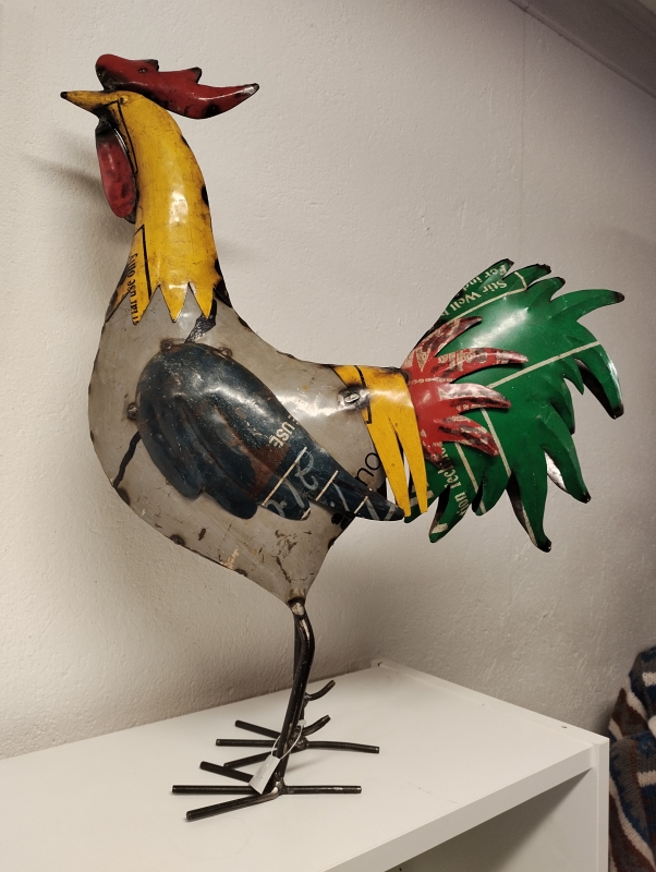 Haan van gerecycled blik geel/groen