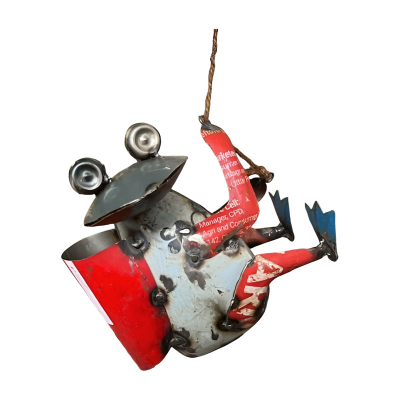 Klimmende kikker van gerecycled blik