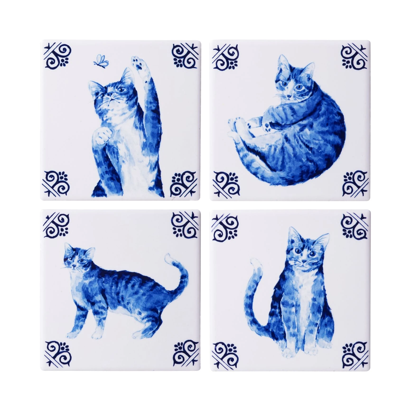 Onderzetters lieve Kat - Delfts Blauw