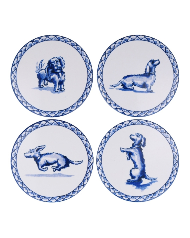 Onderzetters teckel Nhaan - Delfts Blauw