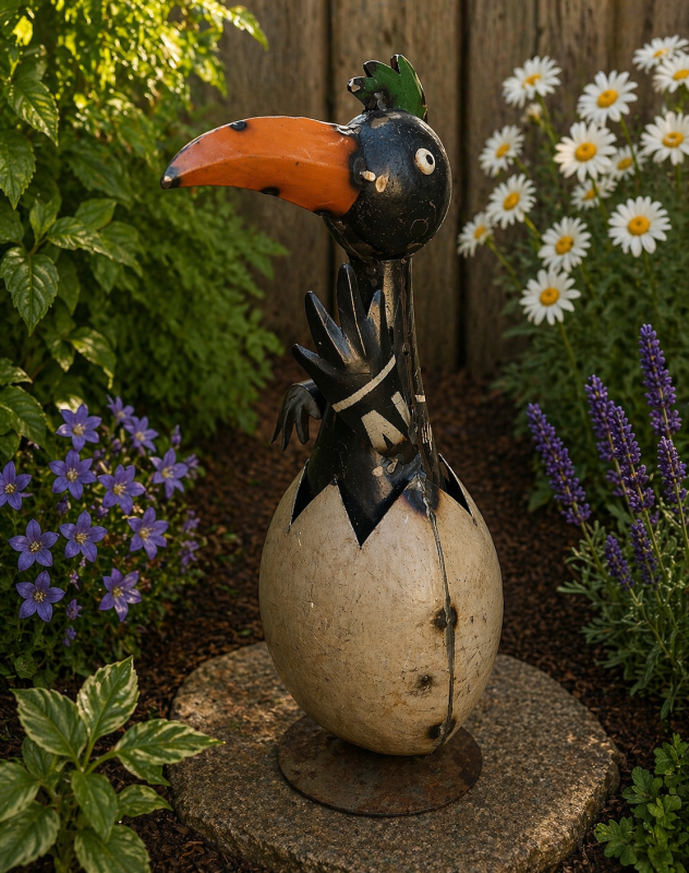 Vogel in ei van gerecycled blik