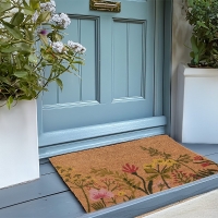 Kokos deurmat bloemen