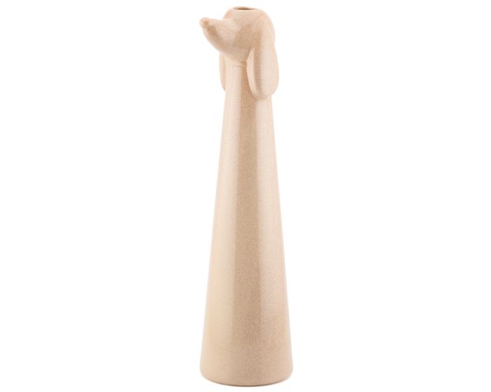 Aardewerk vaasje teckel beige - M