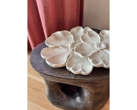 Aardewerk plateau floral beige