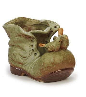 Planten schoen met vogeltjes groen