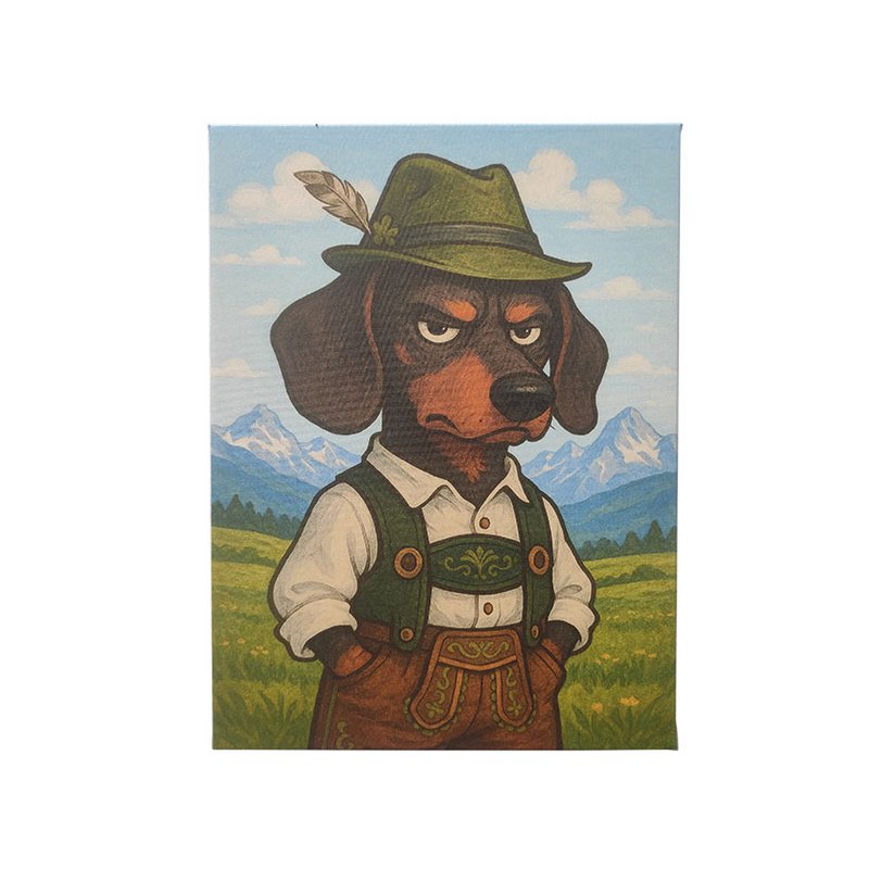 Canvas doek teckel humor
