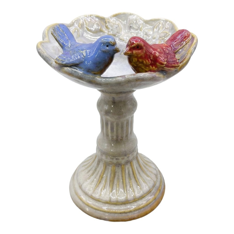 Decoratie schaaltje vogelbadje met vogels