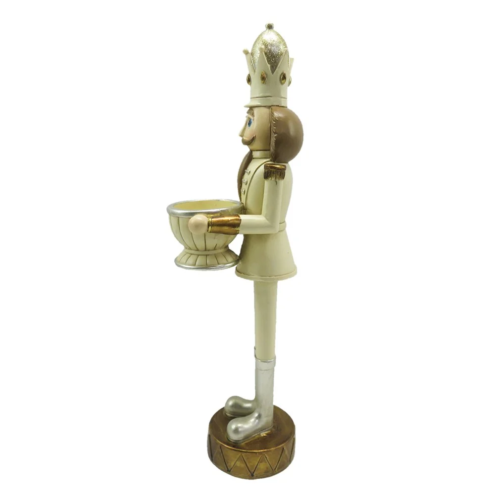 Beeld waxinelichthouder notenkraker beige