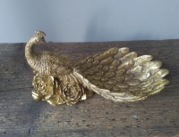 Decoratie schaal Pauw goudkleurig