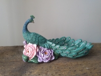 Decoratie schaal Pauw gekleurd