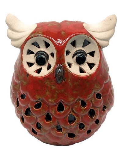 Windlicht uil rood - M