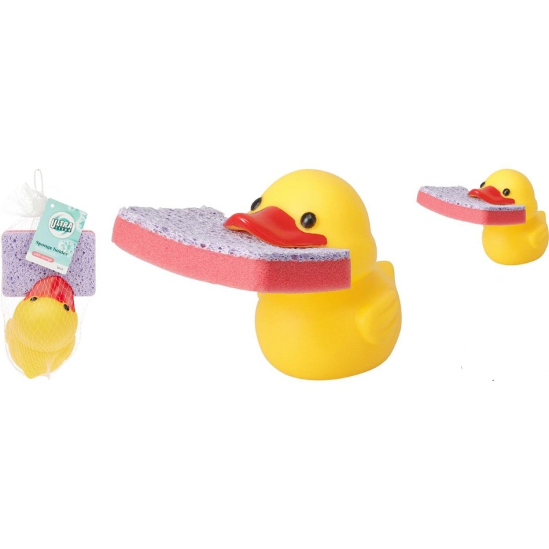 Sponshouder met spons badeend
