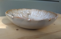 Vogelvoeder- en drinkschaal bloem beige