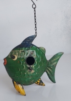 Vogelhuisje vis van gerecycled blik