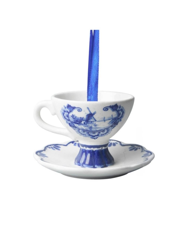 Kerstornament theekopje  - Delfts Blauw