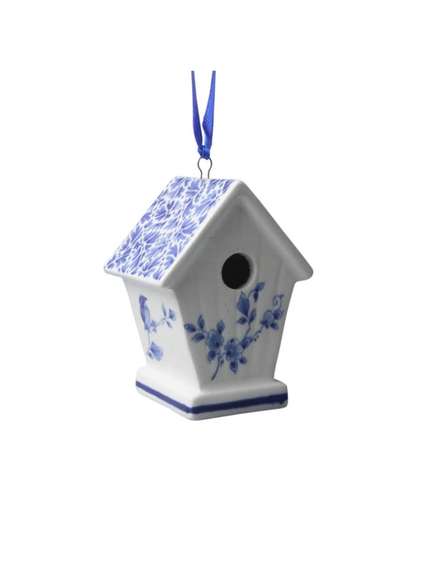 Kerstornament vogelhuisje - Delfts Blauw