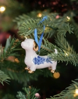Kerstornament teckel  - Delfts Blauw